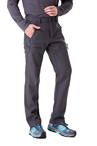 TRAILSIDE SUPPLY CO. Men's Fleece Lined Insulated Pants Softshell Pants,Water and Wind-Resistant Grey Size Large