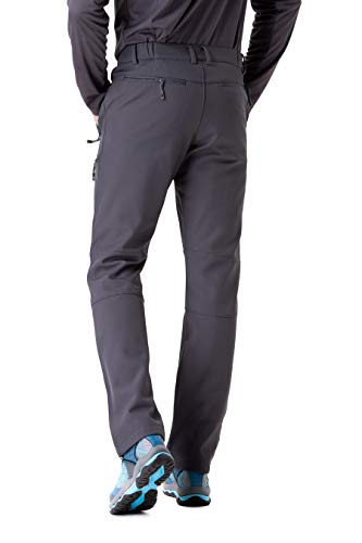 TRAILSIDE SUPPLY CO. Men's Fleece Lined Insulated Pants Softshell Pants,Water and Wind-Resistant Grey Size Large