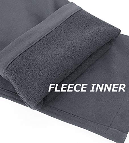 TRAILSIDE SUPPLY CO. Men's Fleece Lined Insulated Pants Softshell Pants,Water and Wind-Resistant Grey Size Large