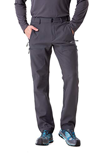 TRAILSIDE SUPPLY CO. Men's Fleece Lined Insulated Pants Softshell Pants,Water and Wind-Resistant Grey Size Large