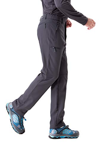 TRAILSIDE SUPPLY CO. Men's Fleece Lined Insulated Pants Softshell Pants,Water and Wind-Resistant Grey Size Large