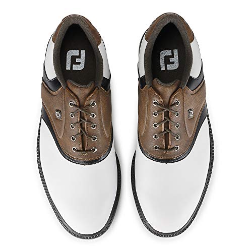 FootJoy Men's Fj Originals Golf Shoes, White/Brown, 10.5