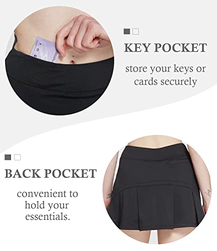 HonourSex Women Golf Skirts with Pockets Tennis Skirts with Shorts Skorts Activewear Hiking Black L