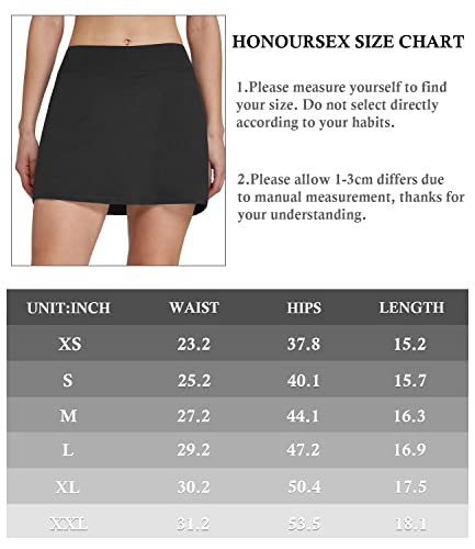 HonourSex Women Golf Skirts with Pockets Tennis Skirts with Shorts Skorts Activewear Hiking Black L