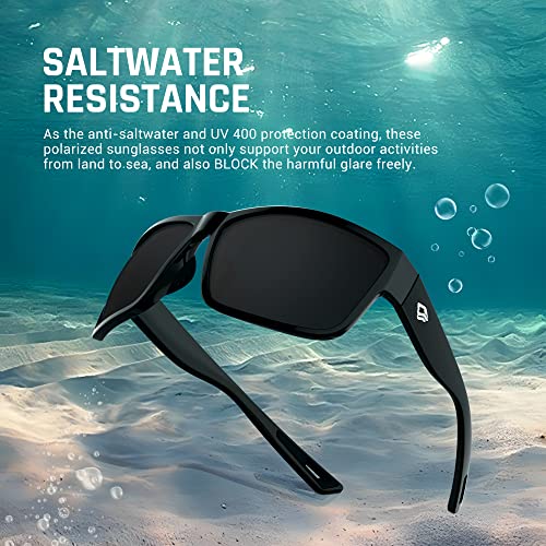 TOREGE Polarized Sports Sunglasses for Men and Women Cycling Running Golf Fishing Sunglasses TR26 (Black Frame & Grey Lens)