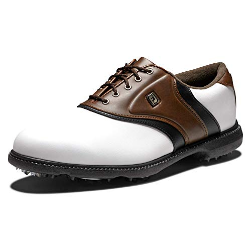 FootJoy Men's Fj Originals Golf Shoes, White/Brown, 10.5