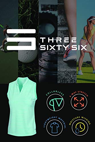 Women’s Sleeveless Collarless Golf Polo Shirt - Dry Fit, Breathable, Compression Golf Tops Aqua Blue