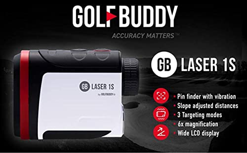 Golf Buddy Laser 1S Rangefinder with Slope, Pin Finder with Vibration, 880 Yard Range Finder, Slope Adjusted Distances, Accurate Measurement, 3 Targeting Mode, 6X Magnification, Wide LCD Display