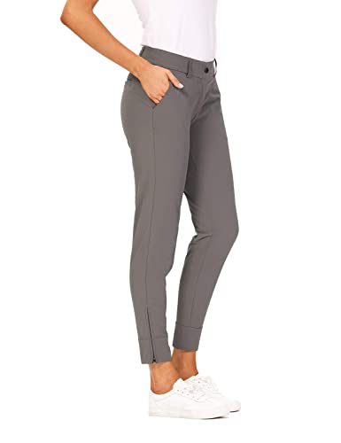 Hiverlay Womens pro Golf Pants Quick Dry Slim Lightweight Work Pants with Straight Ankle Also for Hiking or Casual Ladies，Gray-s