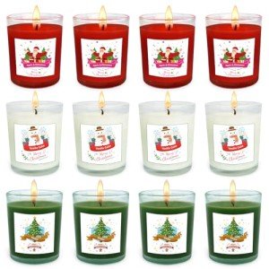 Festive Holiday Scented Candle Set – 12 Pack