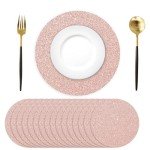 Rose Gold Glitter Round Placemats - 50 Pack
