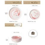 Marble Pink Porcelain Dinnerware Set, 12 Pieces