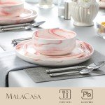 Marble Pink Porcelain Dinnerware Set, 12 Pieces