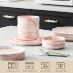 Marble Pink Porcelain Dinnerware Set, 12 Pieces
