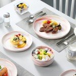 Marble Pink Porcelain Dinnerware Set, 12 Pieces