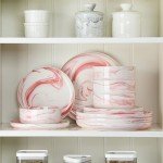 Marble Pink Porcelain Dinnerware Set, 12 Pieces