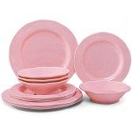 Pink Melamine Dinnerware Set – 12 Pieces