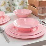 Pink Melamine Dinnerware Set – 12 Pieces