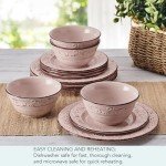 Trellis Pink 12-Piece Dinnerware Set for Four
