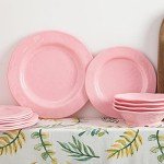 Pink Melamine Dinnerware Set – 12 Pieces