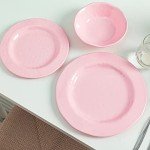 Pink Melamine Dinnerware Set – 12 Pieces