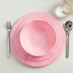 Pink Melamine Dinnerware Set – 12 Pieces