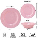 Pink Melamine Dinnerware Set – 12 Pieces