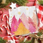 Pink Christmas Tree Decorative Paper Napkins - 80 Pack
