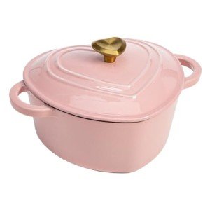 Heart-Shaped Pink Cast Iron Dutch Oven