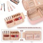 Pink Waterproof Travel Makeup Bag with Compartments