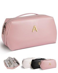 Personalized Leather Makeup Bag for Women & Teens
