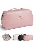 Personalized Leather Makeup Bag for Women & Teens