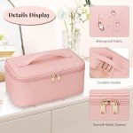 Pink Waterproof Travel Makeup Bag with Compartments