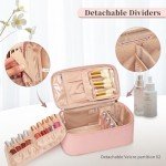 Pink Waterproof Travel Makeup Bag with Compartments