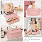 Pink Waterproof Travel Makeup Bag with Compartments