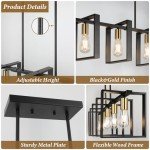 Modern Black Gold Farmhouse Wood Chandelier