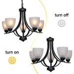 Rustic Black Pendant Chandelier with Alabaster Shades