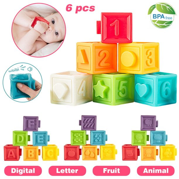 Colorful Soft Stacking Baby Blocks Set of 6