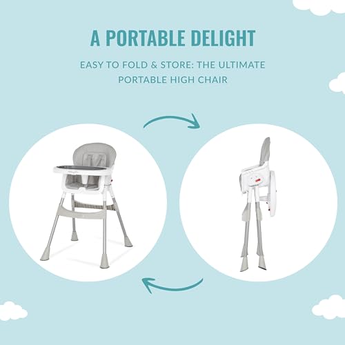Portable 2-in-1 Compact High Chair - Grey
