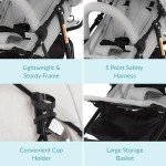 Dream On Me Vista Moonwalk Baby Stroller in Light Gray, Lightweight Infant Stroller with Compact Fold, Multi-Position Recline Umbrella Stroller with Canopy, Extra Large Storage and Cup Holder