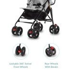 Dream On Me Vista Moonwalk Baby Stroller in Light Gray, Lightweight Infant Stroller with Compact Fold, Multi-Position Recline Umbrella Stroller with Canopy, Extra Large Storage and Cup Holder