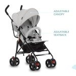 Dream On Me Vista Moonwalk Baby Stroller in Light Gray, Lightweight Infant Stroller with Compact Fold, Multi-Position Recline Umbrella Stroller with Canopy, Extra Large Storage and Cup Holder