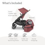 UPPAbaby Vista V2 Stroller/Convertible Single-to-Double System/Bassinet, Toddler Seat, Bug Shield, Rain Shield, and Storage Bag Included/Lucy (Rosewood Mélange/Carbon Frame/Saddle Leather)