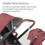 UPPAbaby Vista V2 Stroller/Convertible Single-to-Double System/Bassinet, Toddler Seat, Bug Shield, Rain Shield, and Storage Bag Included/Lucy (Rosewood Mélange/Carbon Frame/Saddle Leather)