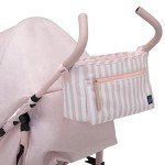 babyGap Classic Stroller - Lightweight Stroller with Recline, Compact Fold & Removable Parent Organizer - Made with Sustainable Materials, Pink Stripes