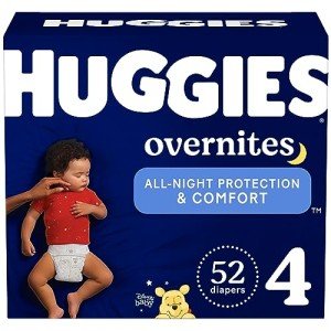 Huggies Size 4 Overnights Baby Diapers, 52 Ct