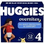Huggies Size 4 Overnights Baby Diapers, 52 Ct