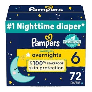 Pampers Swaddlers Overnight Size 6 Diapers, 72 Count