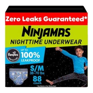 Pampers Ninjamas Bedwetting Underwear for Boys, Size S/M