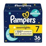 Pampers Swaddlers Overnight Diapers, Size 7, 36 Count